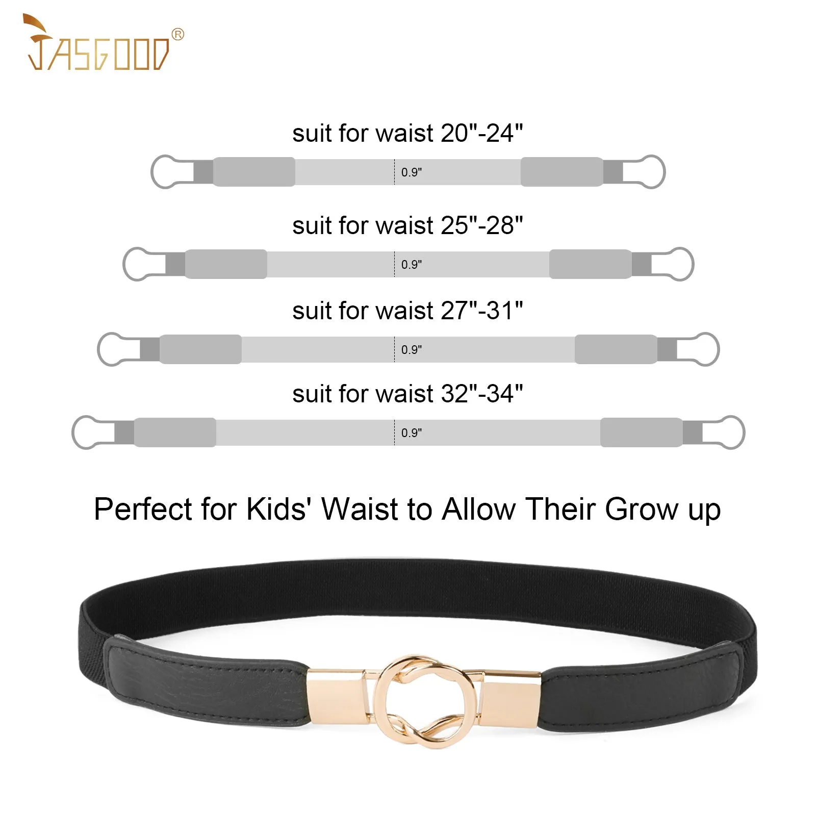 Kids Skinny Elastic Stretch Belts for girls with Easy Buckle Toddler School Uniform Dress Belts by JASGOOD