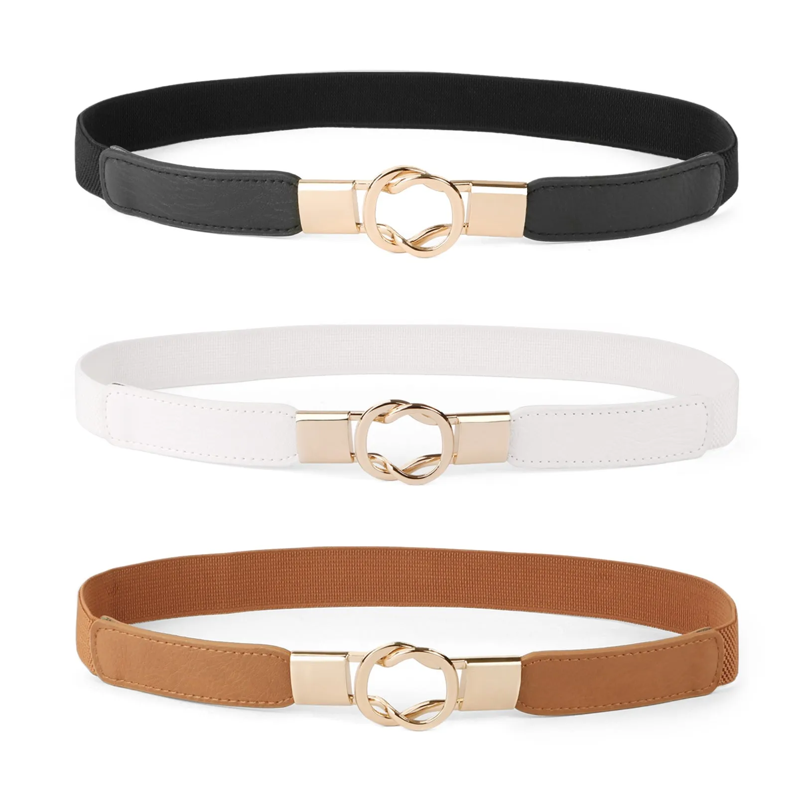 Kids Skinny Elastic Stretch Belts for girls with Easy Buckle Toddler School Uniform Dress Belts by JASGOOD