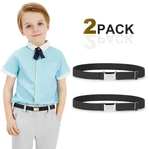 Kids Toddler Belt Made in USA Elastic Adjustable Stretch Boys Belts With Silver Square Buckle