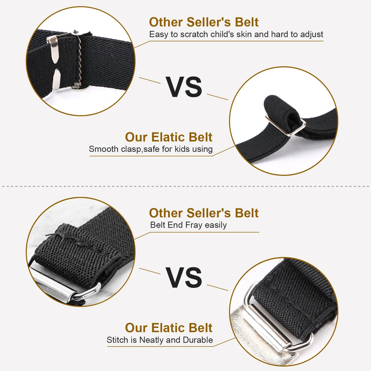 Kids Toddler Belt Made in USA Elastic Adjustable Stretch Boys Belts With Silver Square Buckle