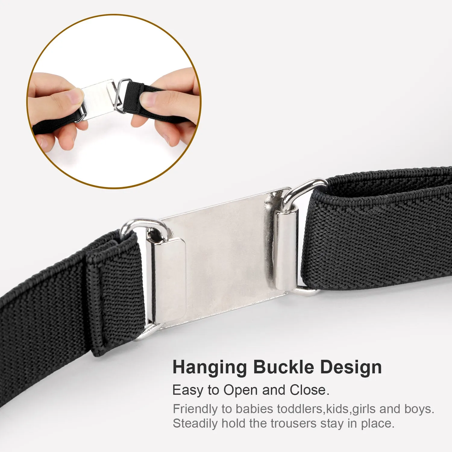 Kids Toddler Belt Made in USA Elastic Adjustable Stretch Boys Belts With Silver Square Buckle