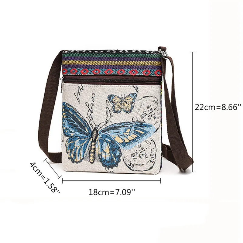 Ladies Cute Animal Embroidered Canvas Crossbody Bags