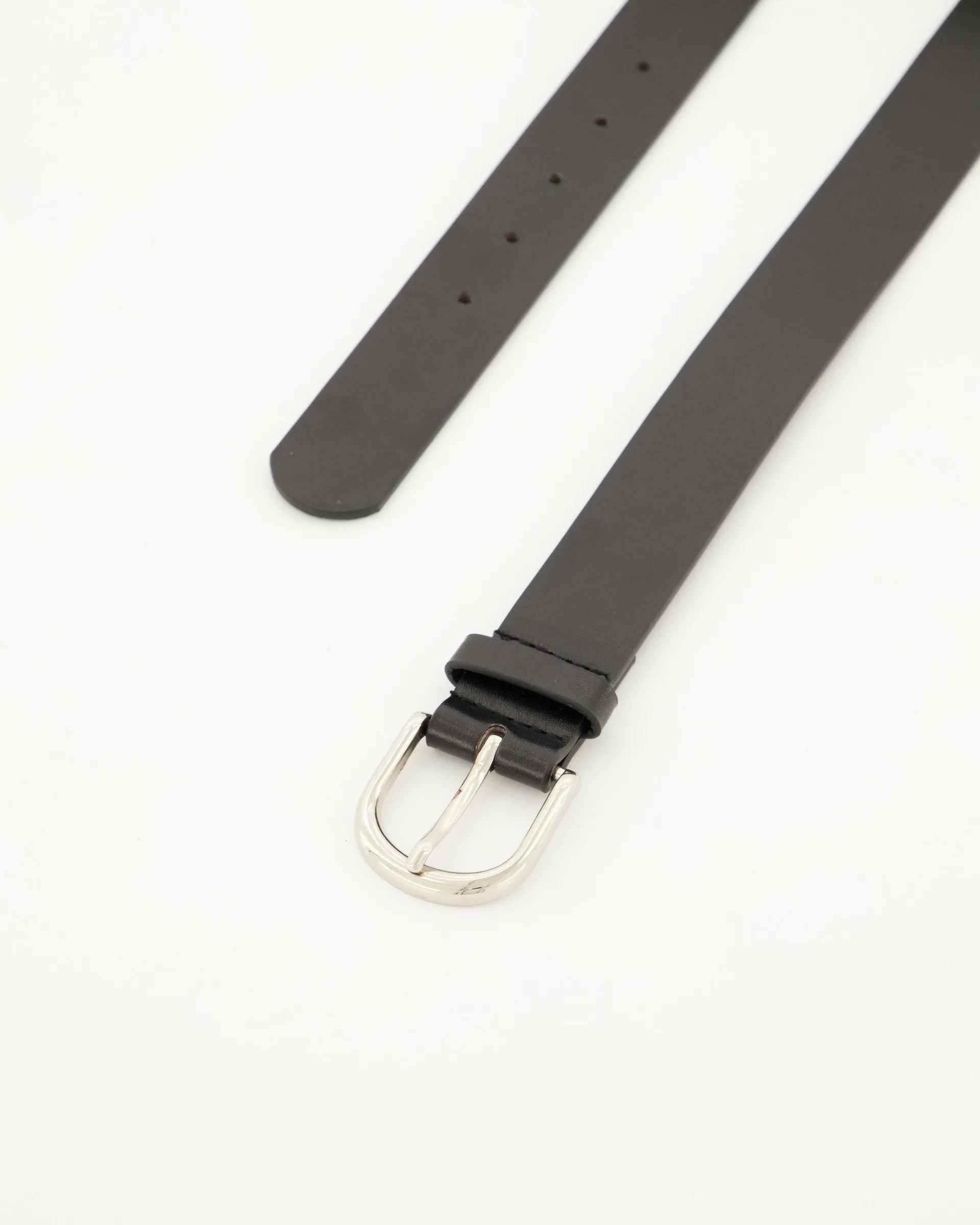Ladies Double Round Buckle Belt - Black