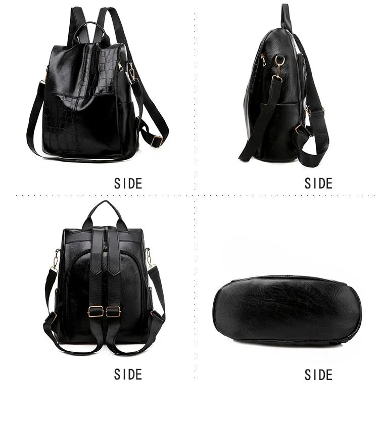 Large Capacity Fashion Leather Backpack with Anti-Theft Features