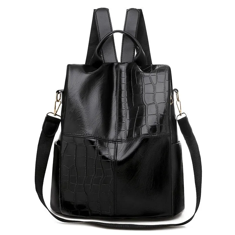 Large Capacity Fashion Leather Backpack with Anti-Theft Features