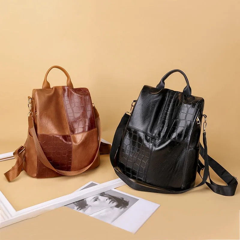Large Capacity Fashion Leather Backpack with Anti-Theft Features