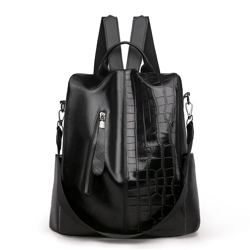Large Capacity Fashion Leather Backpack with Anti-Theft Features