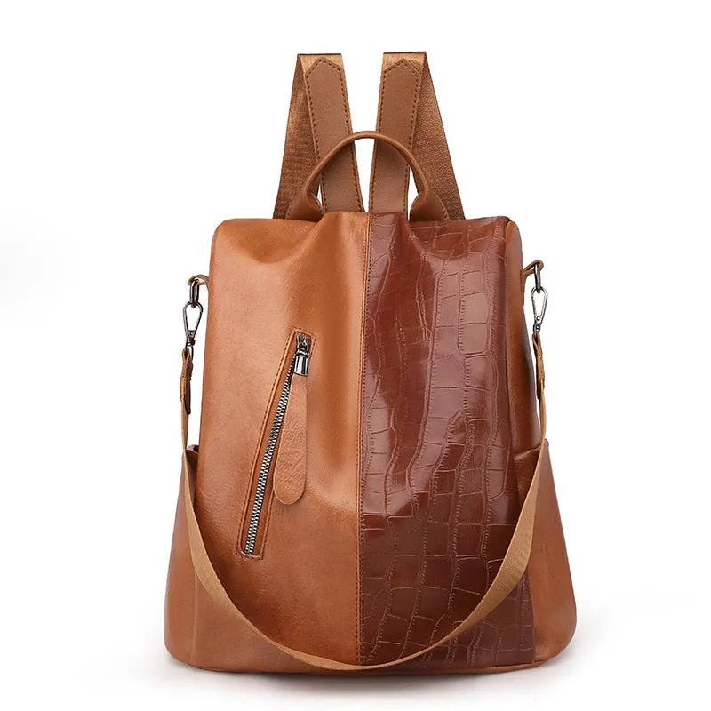 Large Capacity Fashion Leather Backpack with Anti-Theft Features