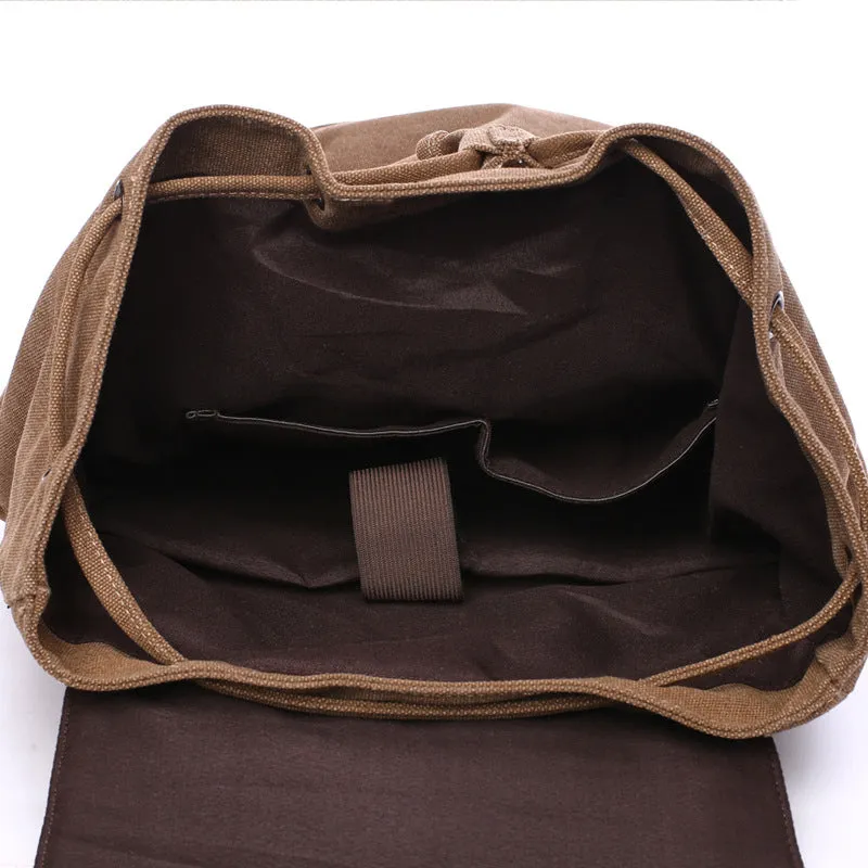 Large Laptop Bookbag Drawstring Canvas Backpack