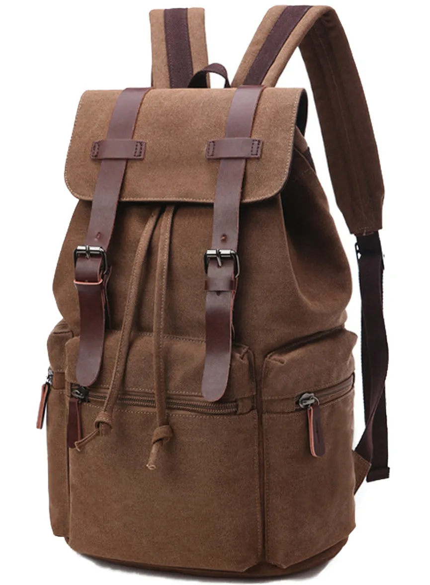 Large Laptop Bookbag Drawstring Canvas Backpack