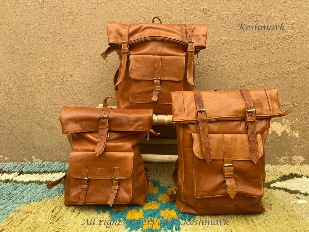 Leather Backpack Rucksack, Leather Travel Bag, Handmade Leather Laptop Backpack, Leather Bag