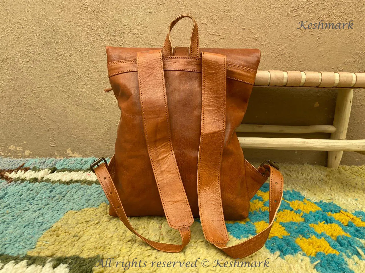Leather Backpack Rucksack, Leather Travel Bag, Handmade Leather Laptop Backpack, Leather Bag