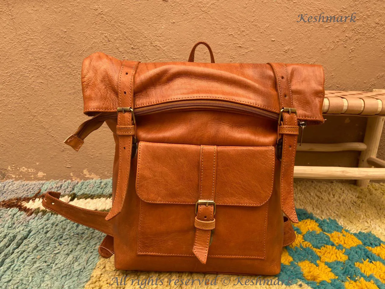 Leather Backpack Rucksack, Leather Travel Bag, Handmade Leather Laptop Backpack, Leather Bag