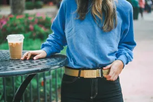 Leather Belt | Gold Designer Buckle
