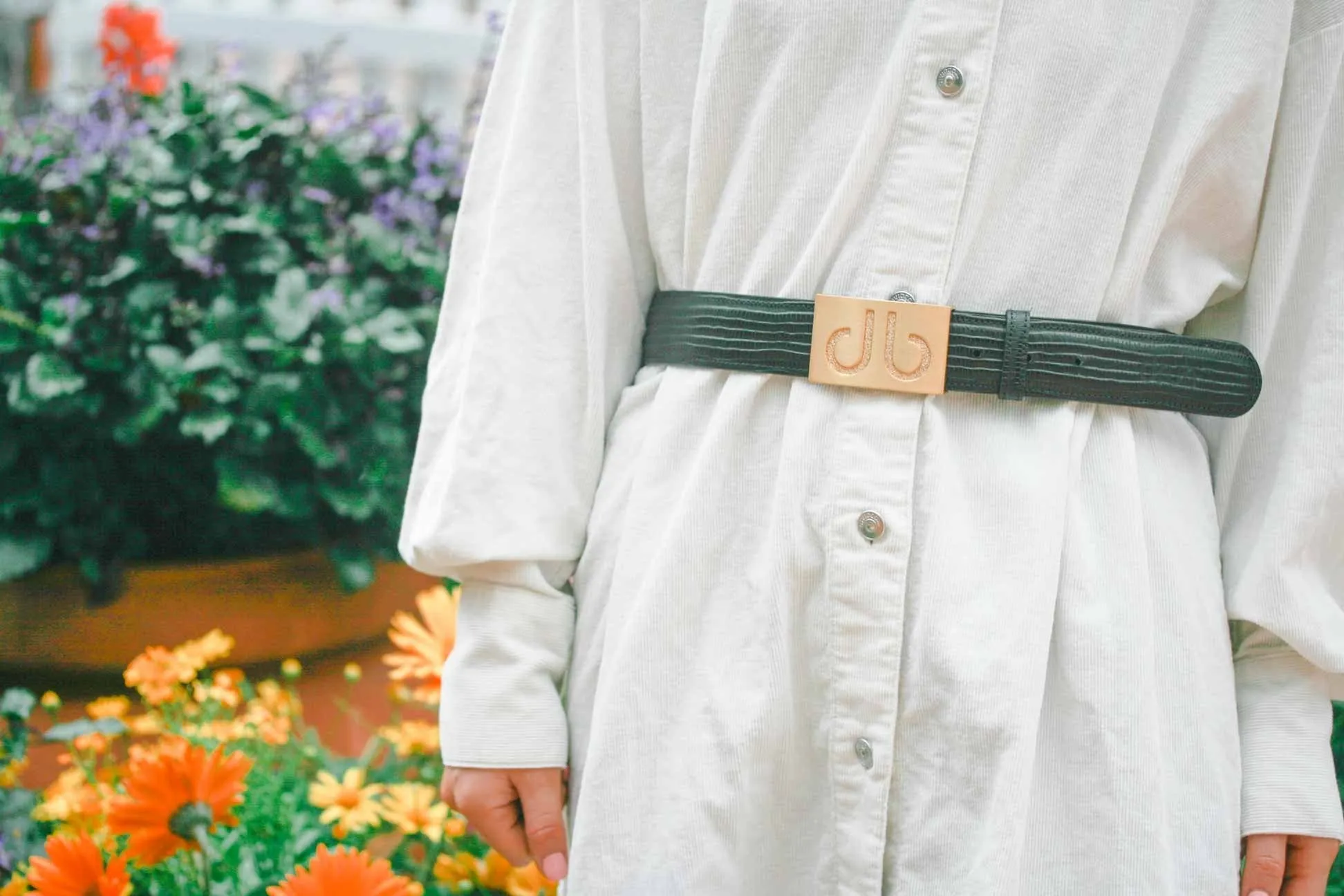 Leather Belt | Gold Designer Buckle