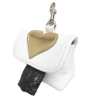 Leather Heart Poop Bag Holder