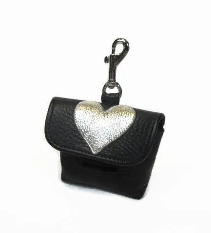 Leather Heart Poop Bag Holder