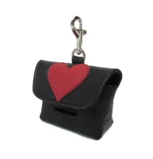 Leather Heart Poop Bag Holder