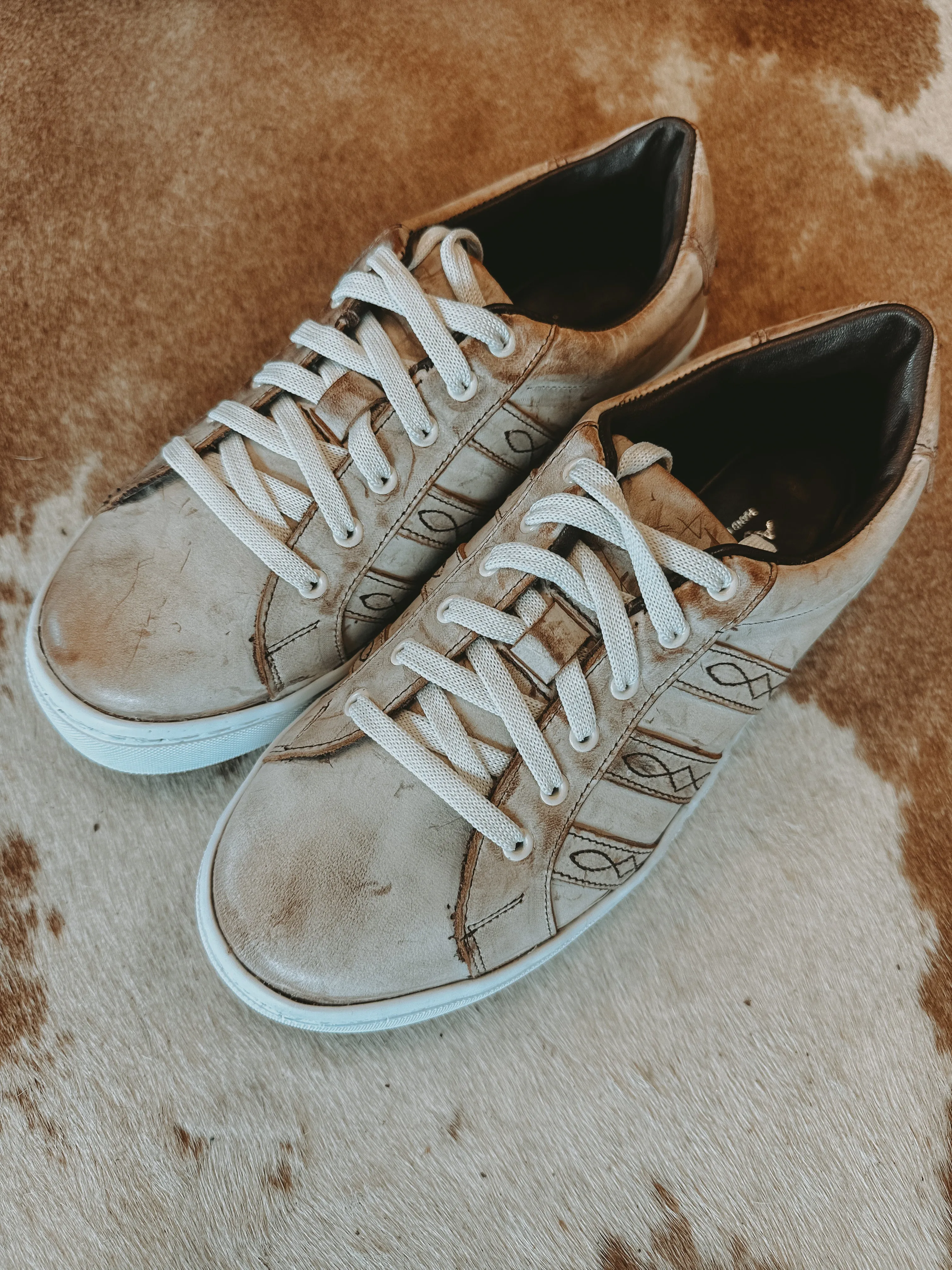 Leather Lace-Up Sneakers