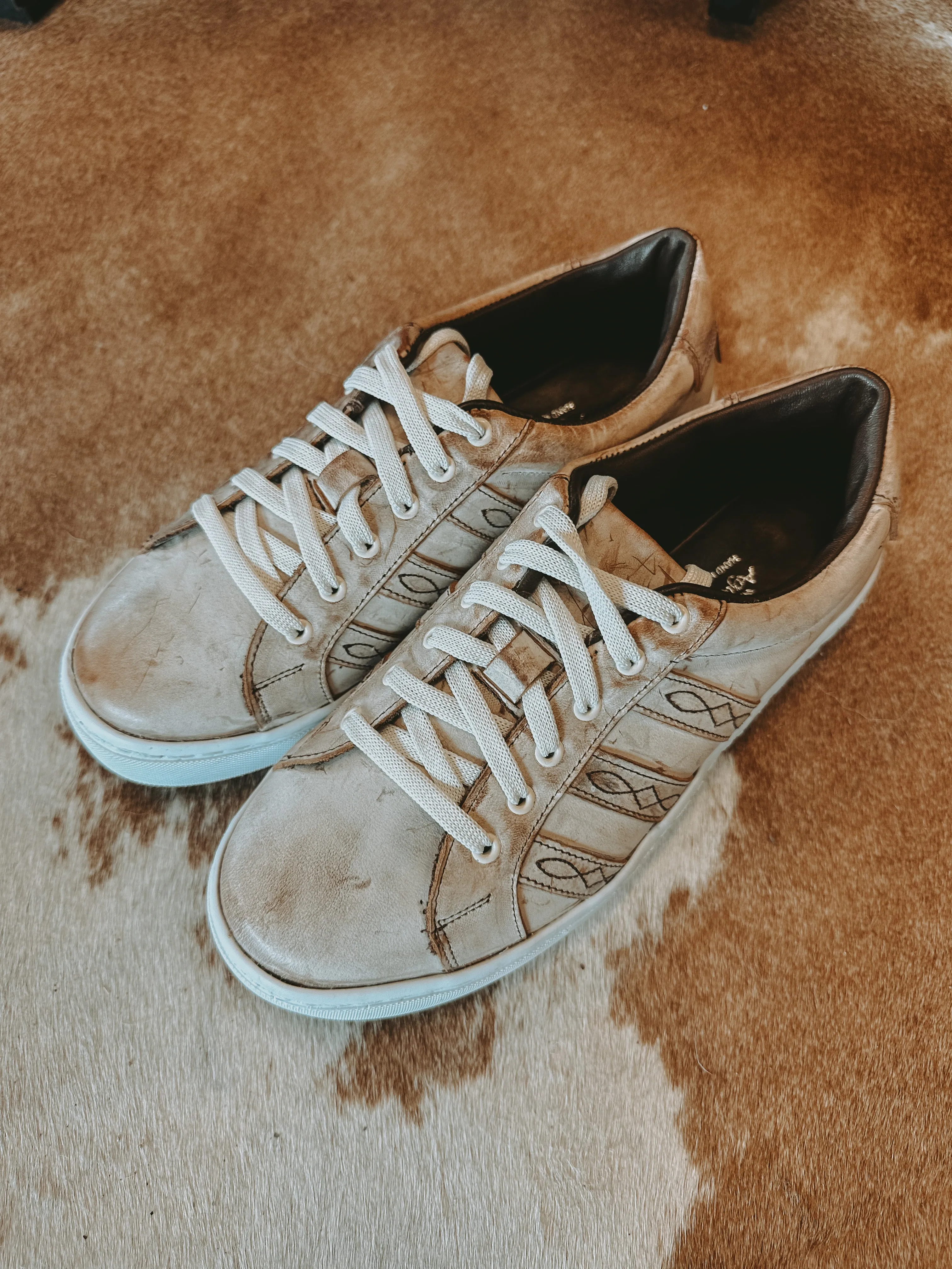 Leather Lace-Up Sneakers