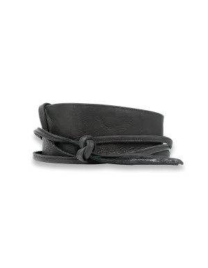 Leather Wrap & Tie Belt - Black