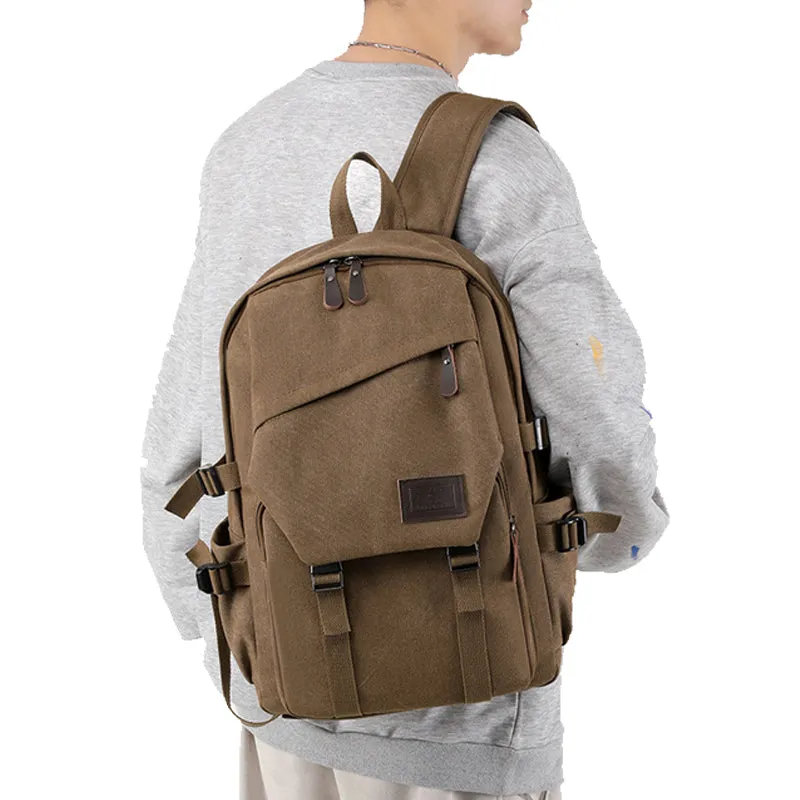 Letter Patch Decor Functional Backpack Preppy Release Buckle Decor For School