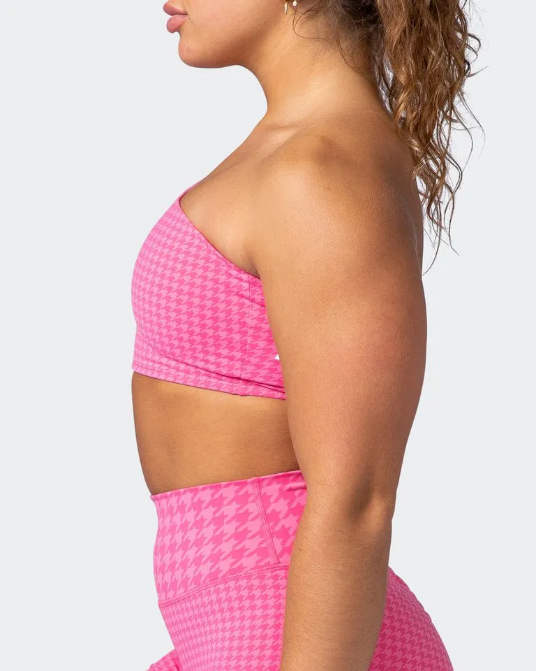 Level Up Bralette - Flamingo Houndstooth Print