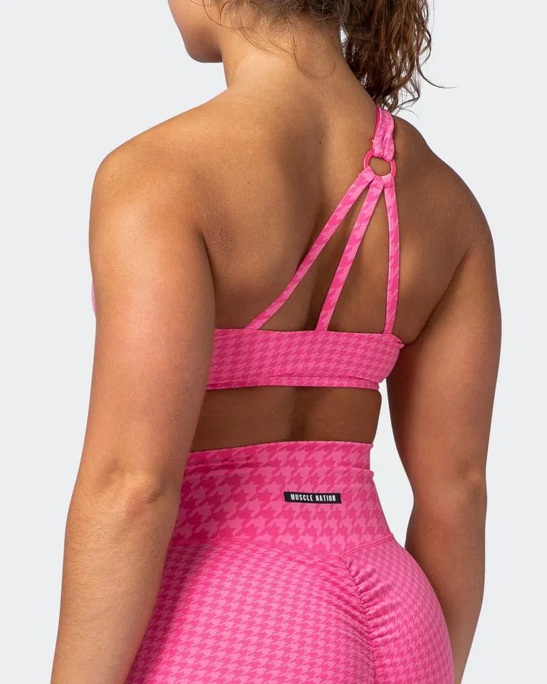 Level Up Bralette - Flamingo Houndstooth Print