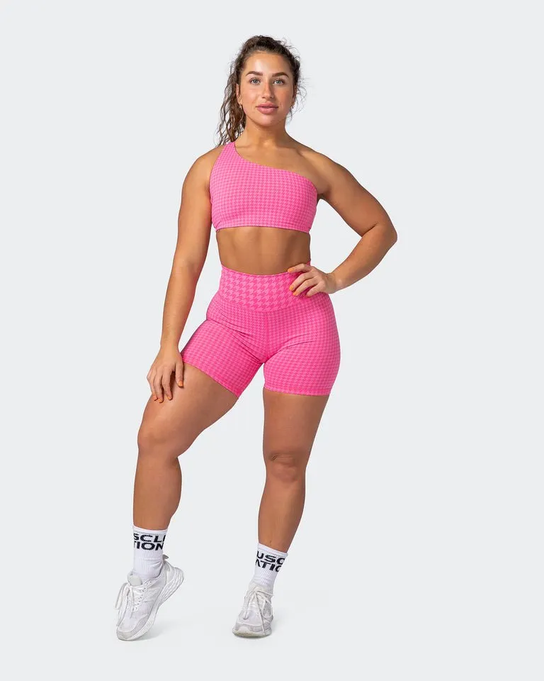 Level Up Bralette - Flamingo Houndstooth Print