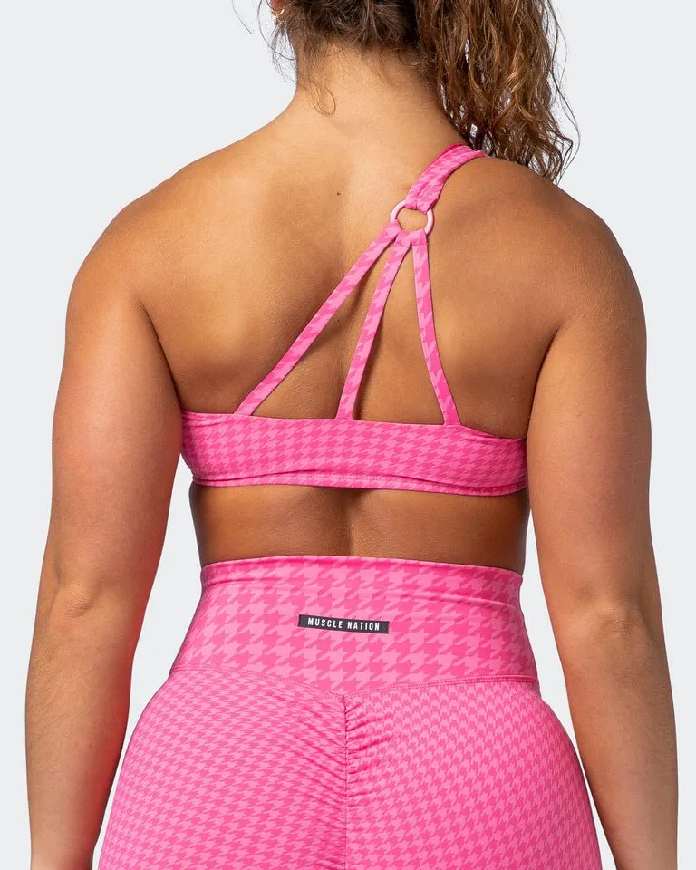 Level Up Bralette - Flamingo Houndstooth Print