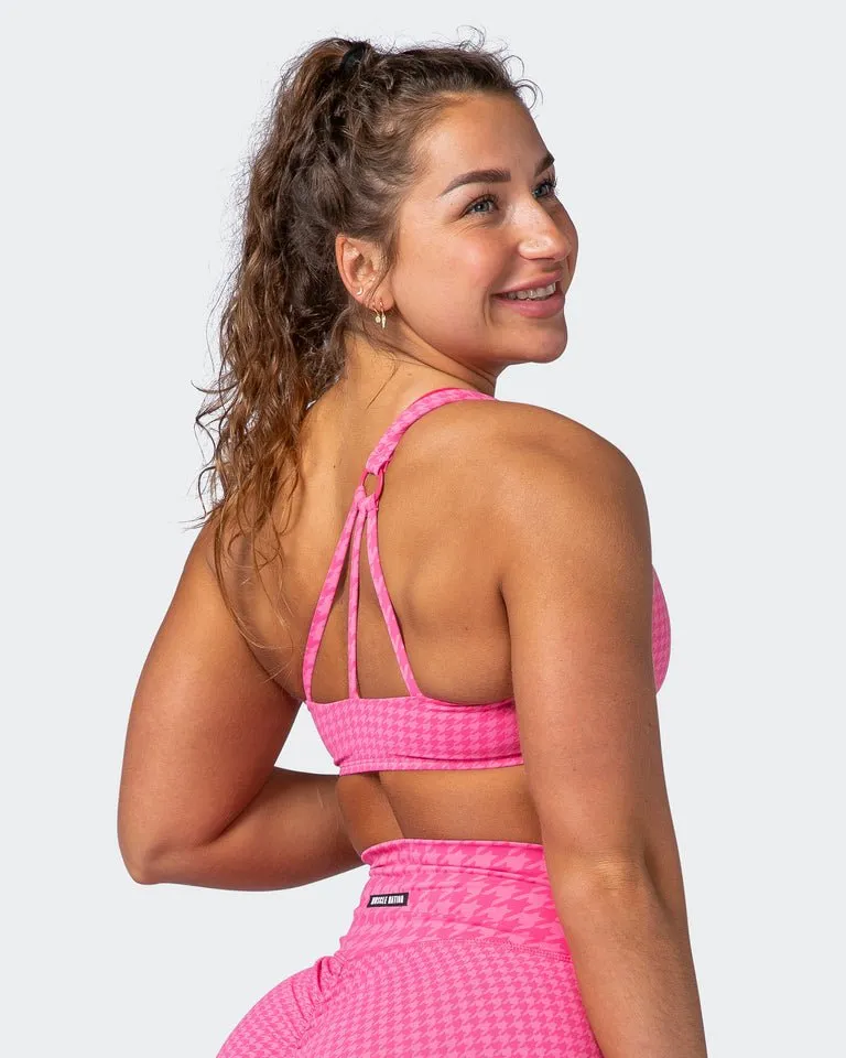 Level Up Bralette - Flamingo Houndstooth Print