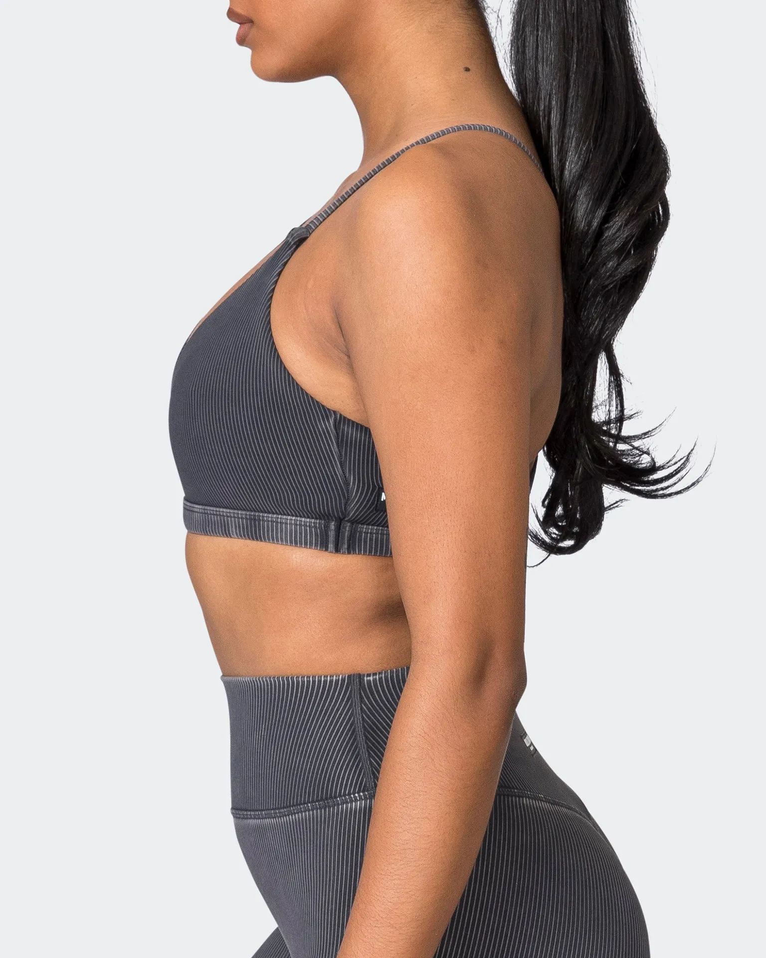 Levitate Vintage Rib Bralette - Washed Black
