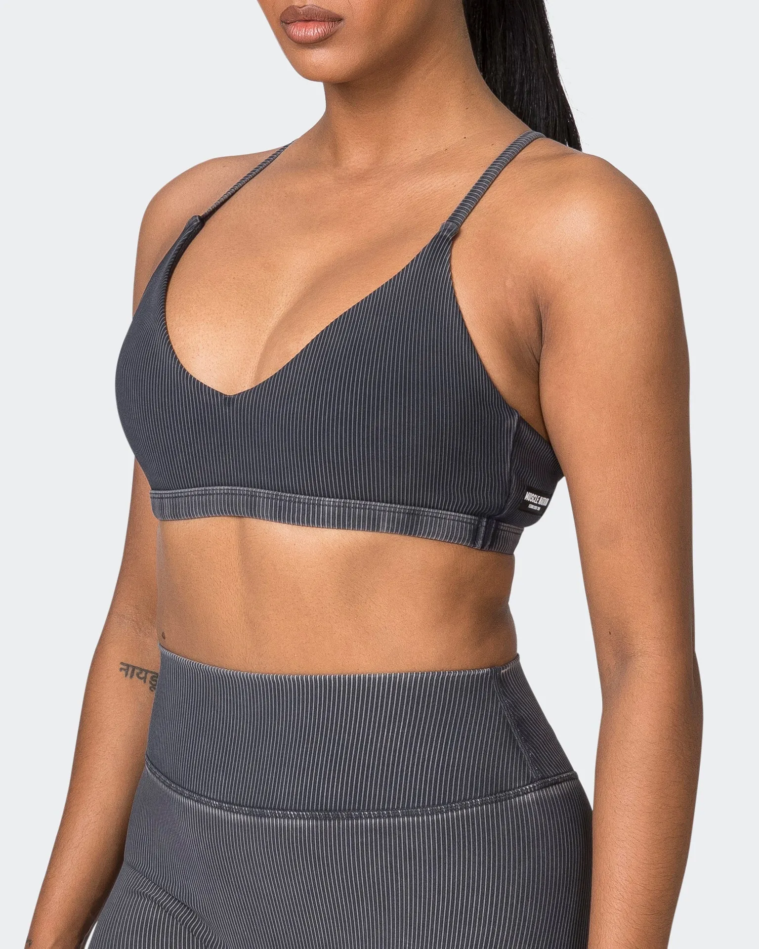 Levitate Vintage Rib Bralette - Washed Black