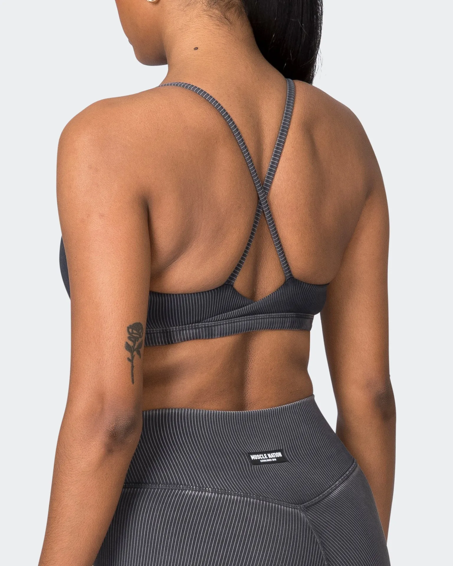 Levitate Vintage Rib Bralette - Washed Black