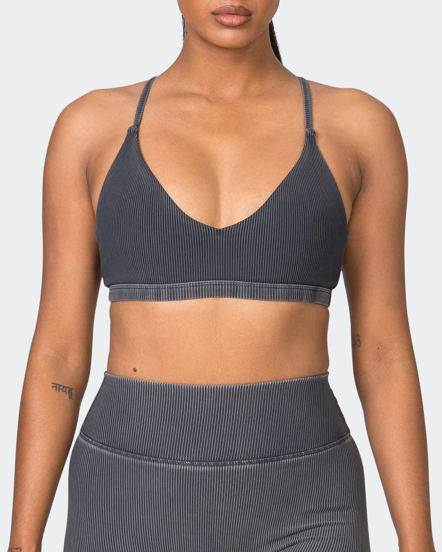 Levitate Vintage Rib Bralette - Washed Black