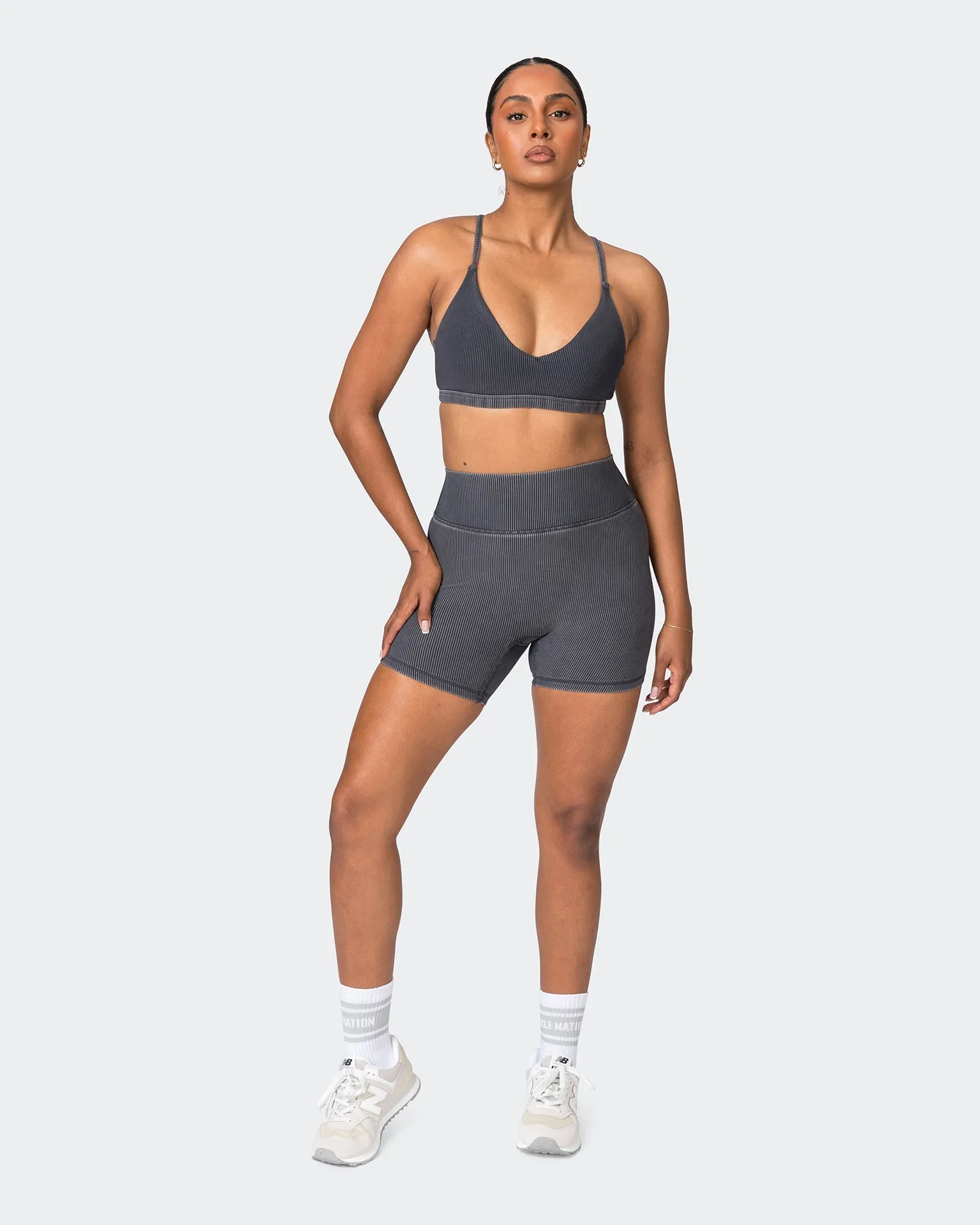 Levitate Vintage Rib Bralette - Washed Black