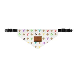Light Furry Vuiton Faux-Designer Pet Bandana Collar