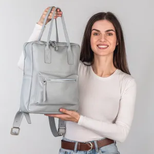 Light Gray pebbled leather city backpack