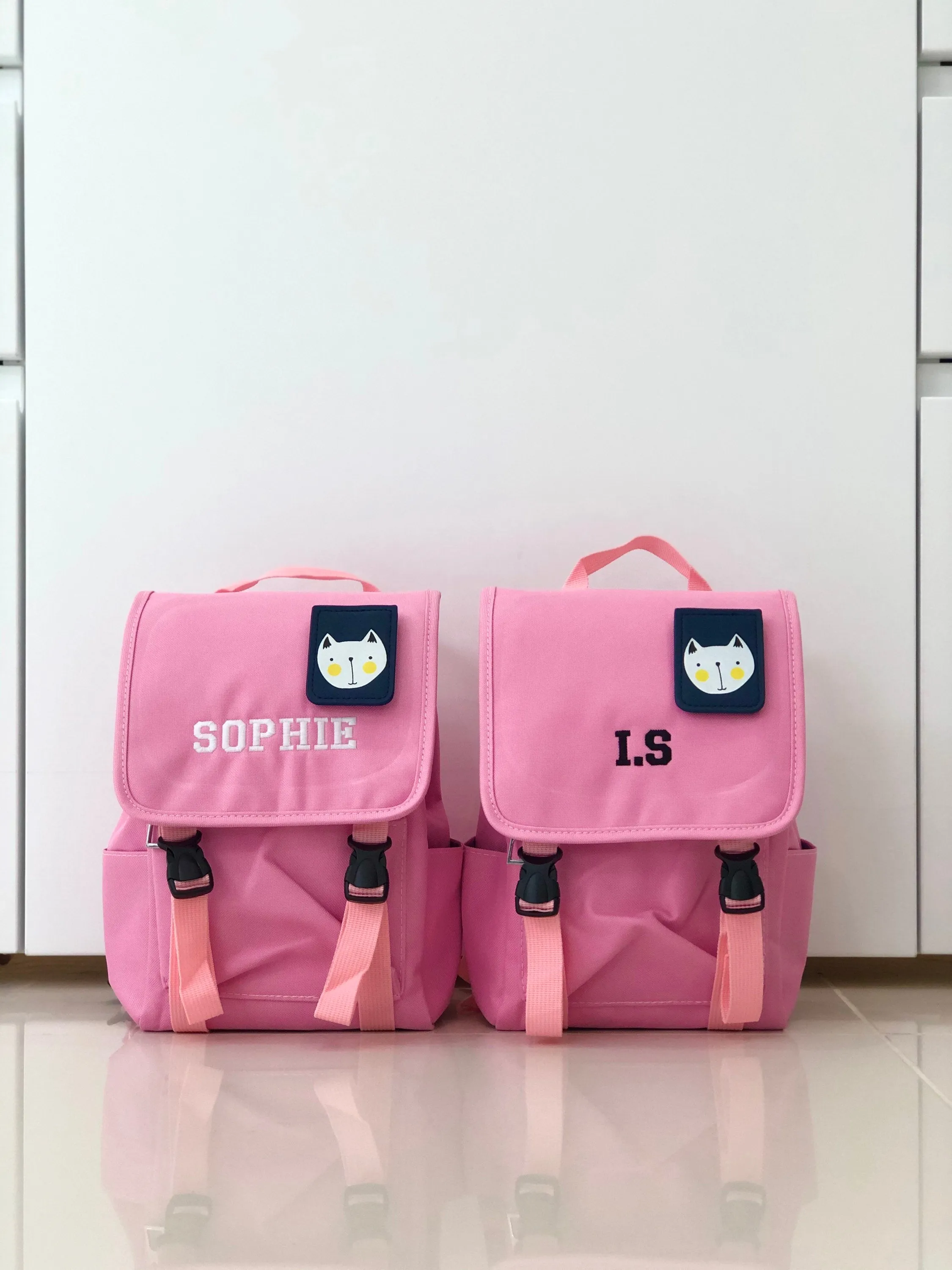 (Light Pink) Personalised Unisex Mini Dog Nursery School Backpack Rucksack Bag