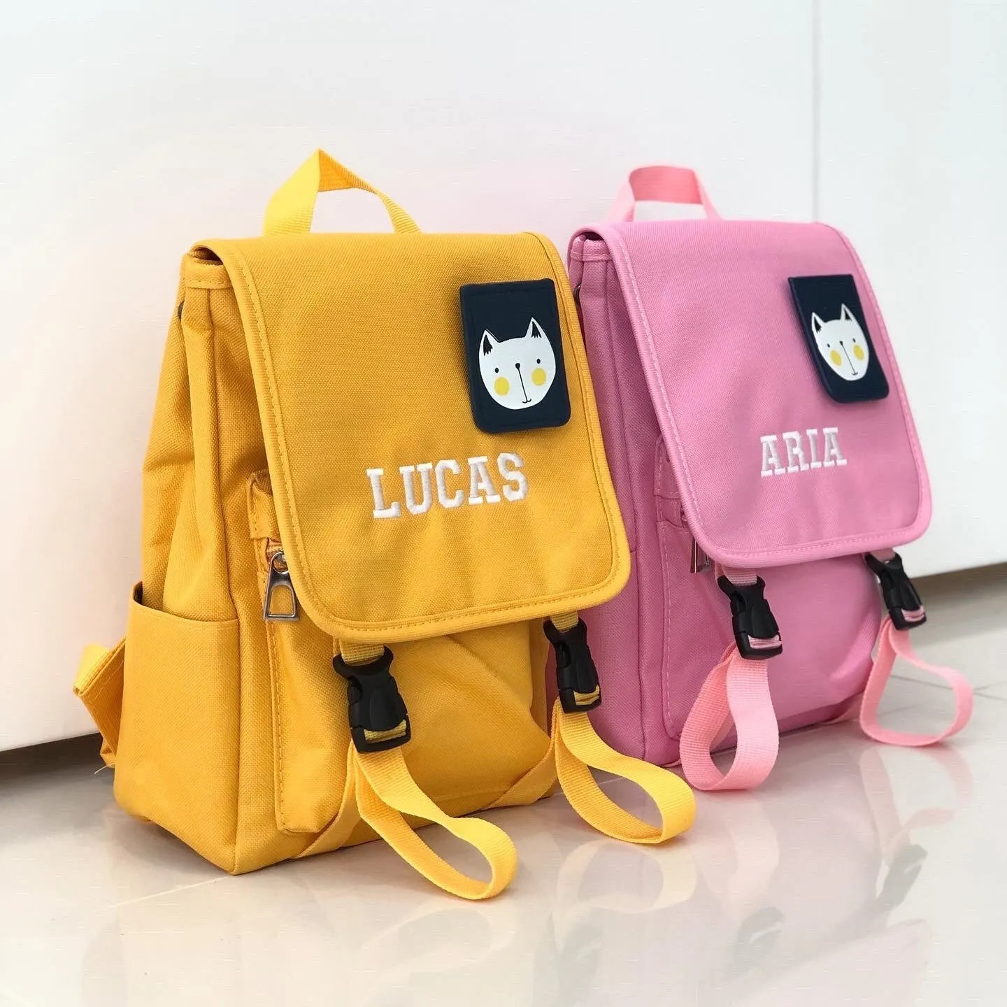 (Light Pink) Personalised Unisex Mini Dog Nursery School Backpack Rucksack Bag