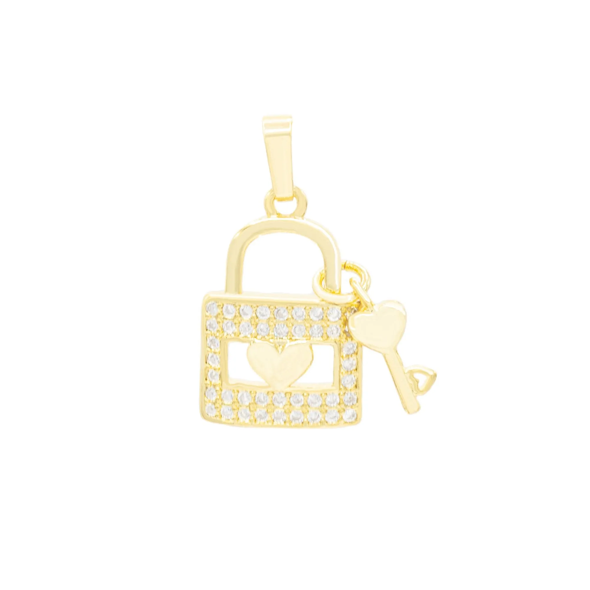 Lock 2 Pendant 14K Anklet Gold Filled Cubic Zirconia Charm Rope Chain Set 10" Women Jewelry