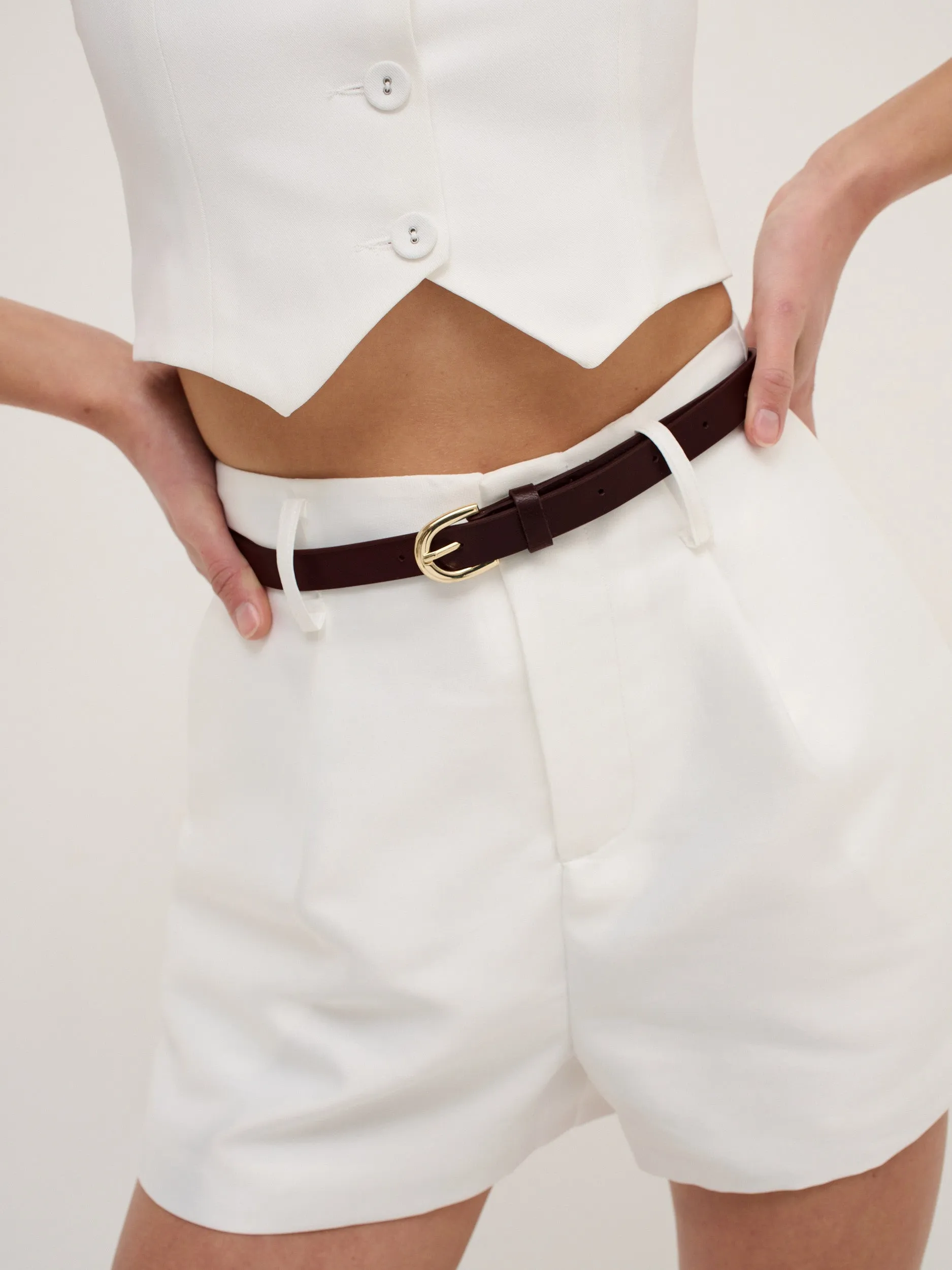Lomance Skinny Belt in Brown/Gold