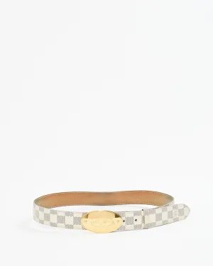 Louis Vuitton Damier Azur Oval Logo Buckle Belt - 90