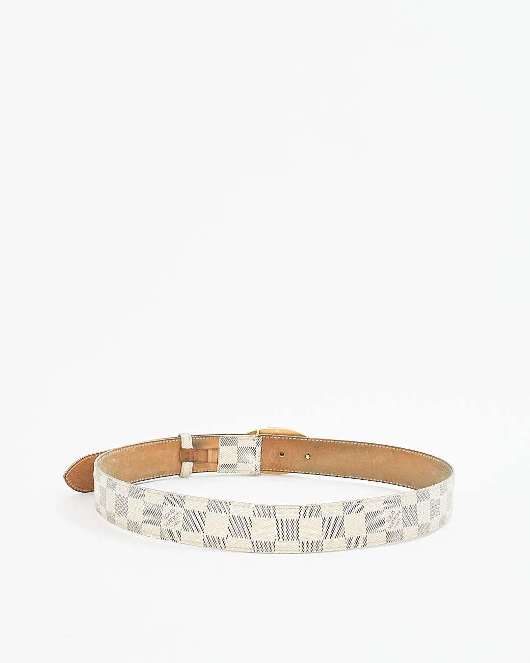 Louis Vuitton Damier Azur Oval Logo Buckle Belt - 90