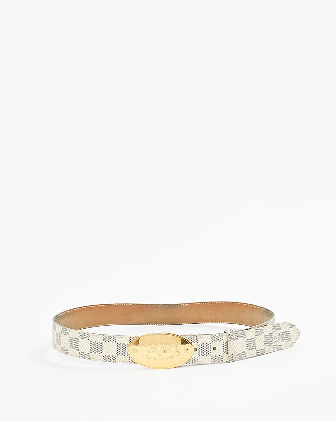 Louis Vuitton Damier Azur Oval Logo Buckle Belt - 90