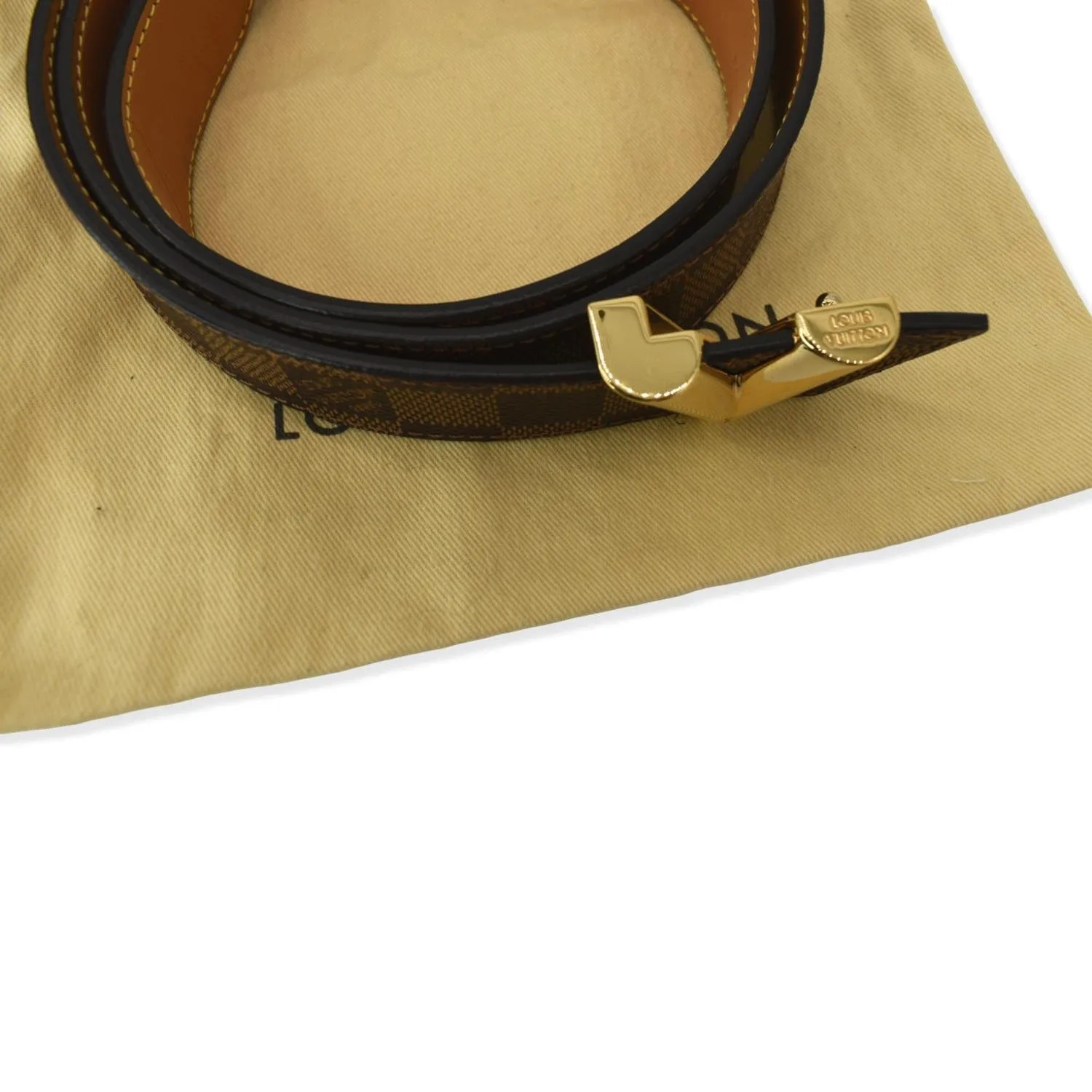 LOUIS VUITTON Essential V Damier Ebene Belt Brown
