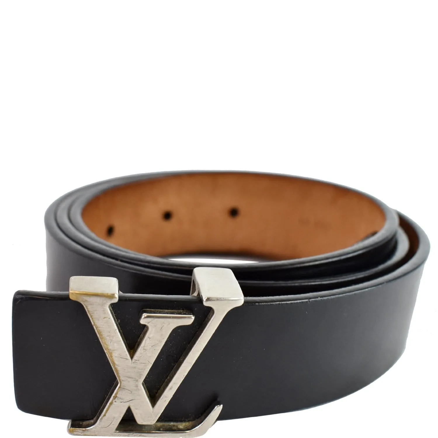LOUIS VUITTON LV Initiales Leather Belt Black Size 85/34