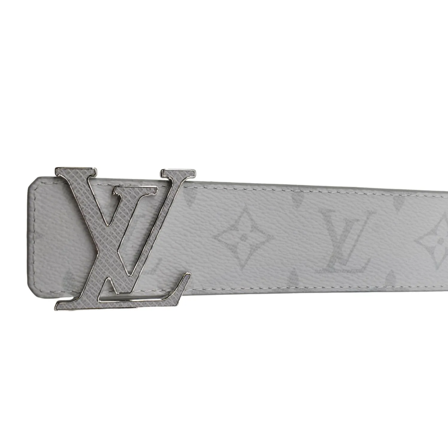 LOUIS VUITTON  LV Initiales Taiga Monogram Canvas Mens Belt White Size 95/38