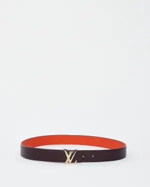 Louis Vuitton Orange/Eggplant Leather Reversible Logo Belt - 85/34