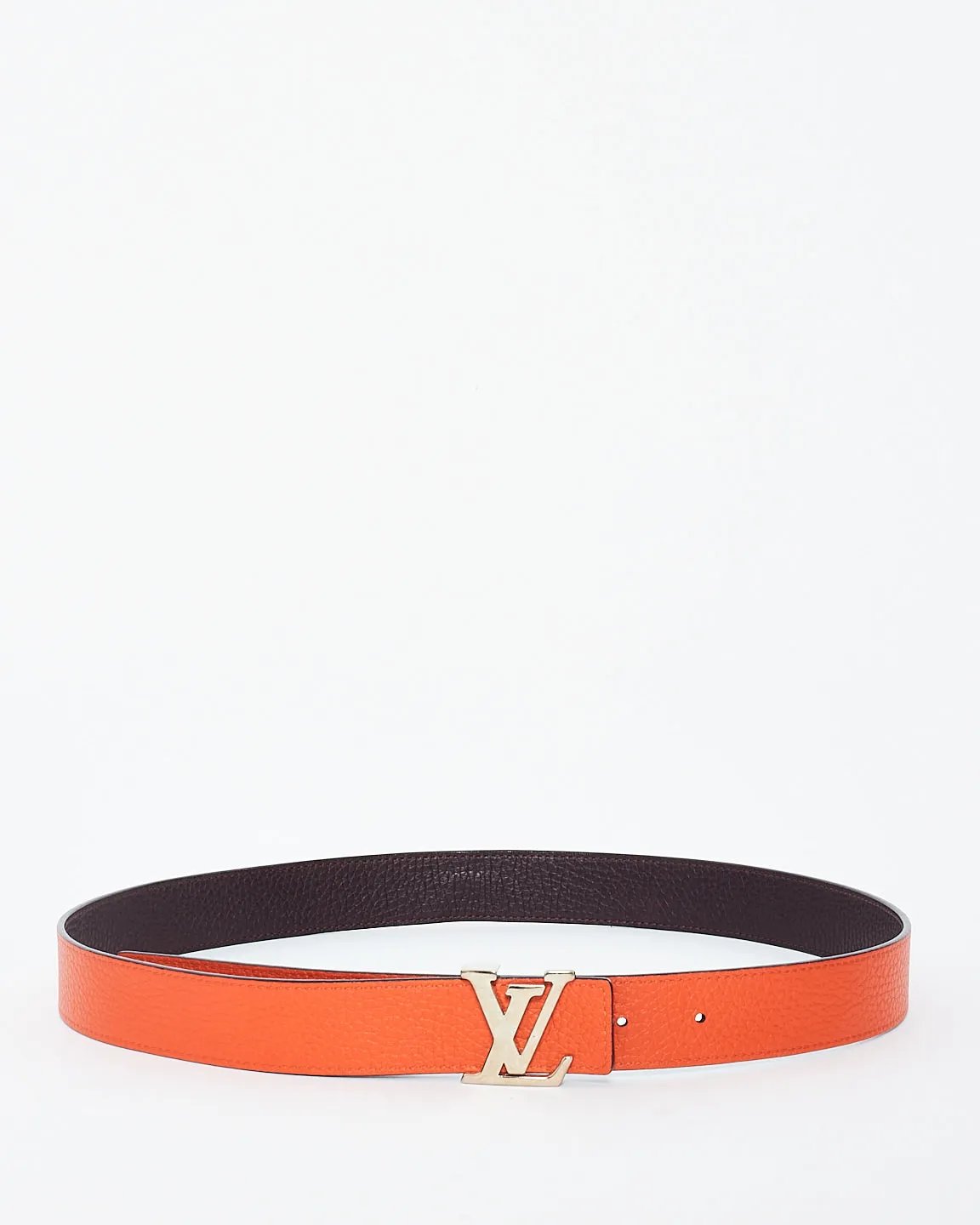 Louis Vuitton Orange/Eggplant Leather Reversible Logo Belt - 85/34